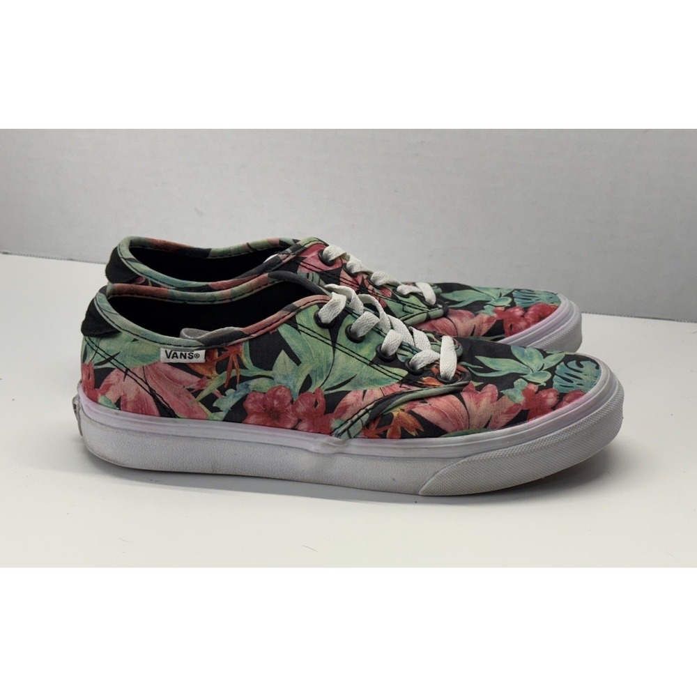 Vans Hawaiian Tropical Black Floral Print Sneakers Shoes Women's Sz 7.5 Lace Up